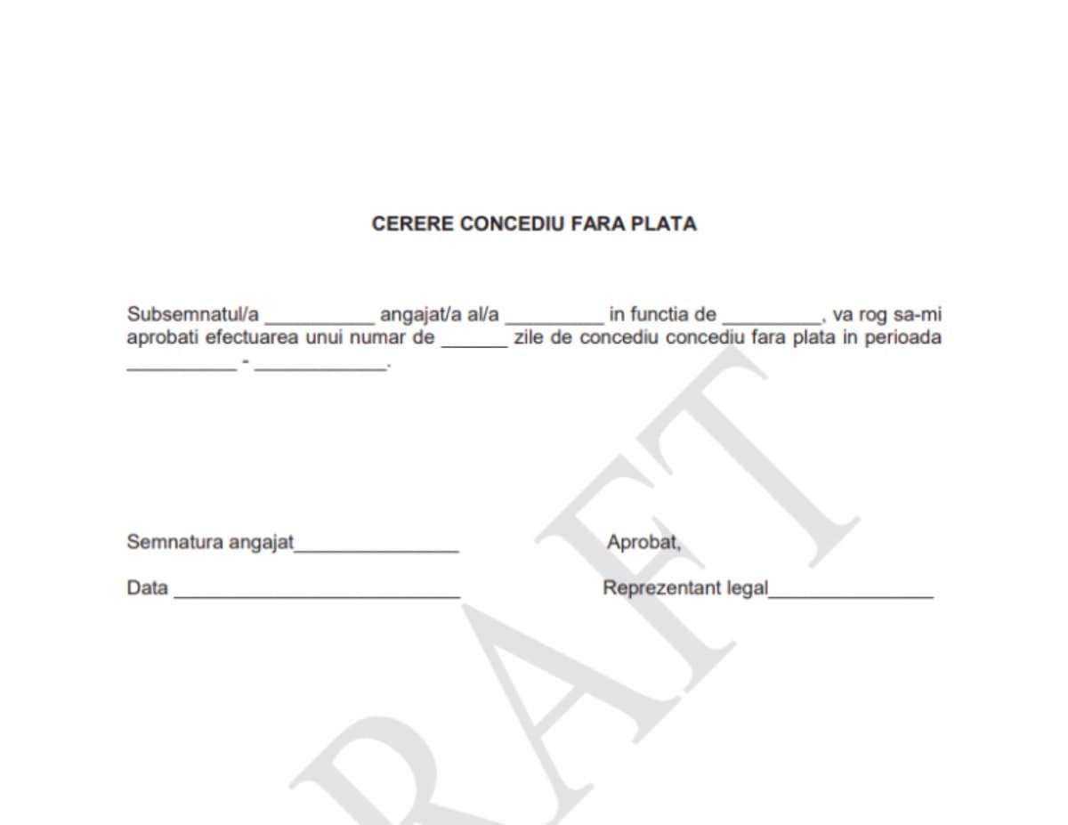 Cerere concediu fara plata